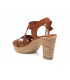 Sandale talon Eva Frutos 2861 camel, semelle & cuir confortable