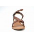 Les Tropéziennes par M Belarbi Harion tan, sandale plate en cuir pour femmes avec fermeture velcro