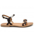Nu-pieds Les Tropéziennes par M. Belarbi Hortense marron et bronze, sandale plate en cuir pour femmes