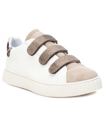 Xti baskets femmes 3 velcros 140551 beige