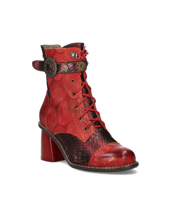 Boots rouge Laura Vita Evcao 41, bottine cuir fantaisie