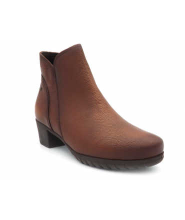 Kaola 3960 marron, bottines confortable pour femmes avec petit talon 4 Cm