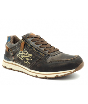 Sneakers Dockers by Gerli 42 MO 007 noir, baskets marron hommes fermeture zip