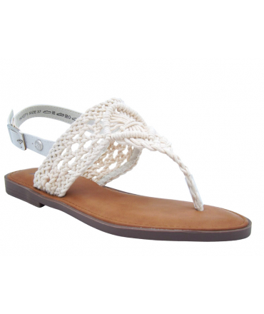 XTI 141271 Sandale plate macramé beige pour femmes [VEGAN]