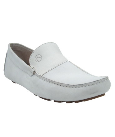 Kdopa Saul 2, mocassin blanc en cuir nubuck mode et confortables pour hommes