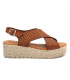Eva Frutos 714 Grabado marron | Sandale plateforme aspect cuir tressé semelle gel confort