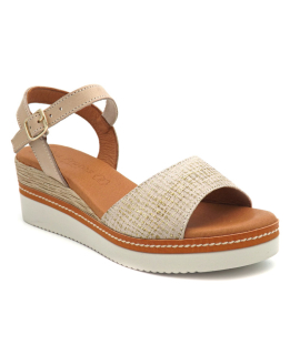 Eva Frutos 569 beige et or, sandale pieds sensibles réglage et fermeturfe par velcro