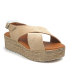 Eva Frutos 714 beige aspect nubuck | Sandale plateforme en cuir semelle gel confort