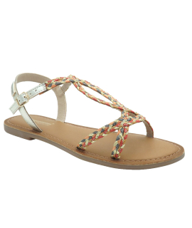 Les Tropeziennes Cimona sandales femme kaki multi raphia et cuir