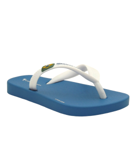 Tongs enfants Copacabana Brasil Kids bleu et blanc, semelle anatomique