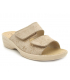 Mule confort Soir & Matin Velcro Chic en cuir beige , fermeture réglable par 2 velcros