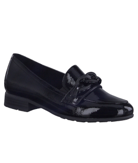 Mocassin confort Jana 24260-41 noir vernis, spécial pieds large ou fort