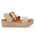 Eva Frutos 718 beige, sandale cuir velours et boucle marron