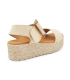 Eva Frutos 718 beige, sandale cuir velours et boucle marron