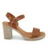 Sandale talon Eva Frutos 990 camel en cuir imitation croco