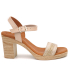 Sandale talon Eva Frutos 990 beige et doré, nu pieds en cuir confortable