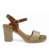 Sandale talon Eva Frutos 990 camel en cuir marron multi