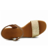 Sandale talon Eva Frutos 990 camel en cuir marron multi