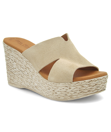 Eva Frutos 1901 beige, mules compensées talon 10 cm