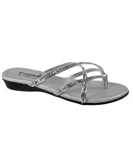 Tongs strass argent