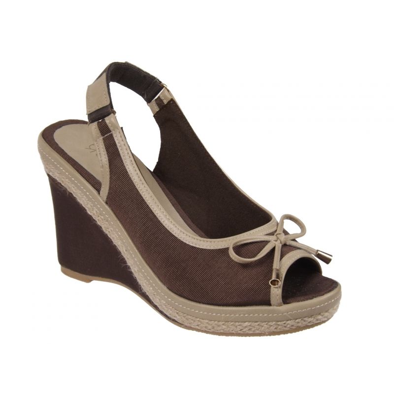 Espadrille compensée corde Dulce Rubio coloris café, talon