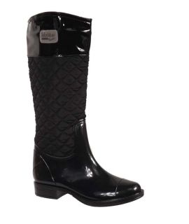 Bottes de pluie mode, matelassees noire 