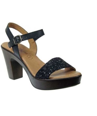 Eva Frutos sandale bride cheville glitter noir