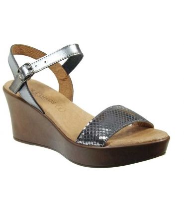 Eva Frutos compensée cuir serpent gris