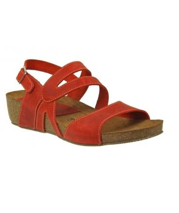 Inter-Bios sandale compensée cuir rouge
